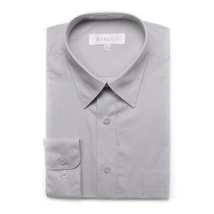6X Marquis Signature Silver Long Sleeve Dress Shirt 6XL Size 24 36/37